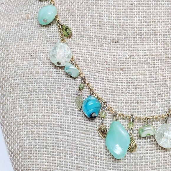 Ronit Nafshi Teal Glass Beaded Necklace Beachy! - Picture 1 of 8